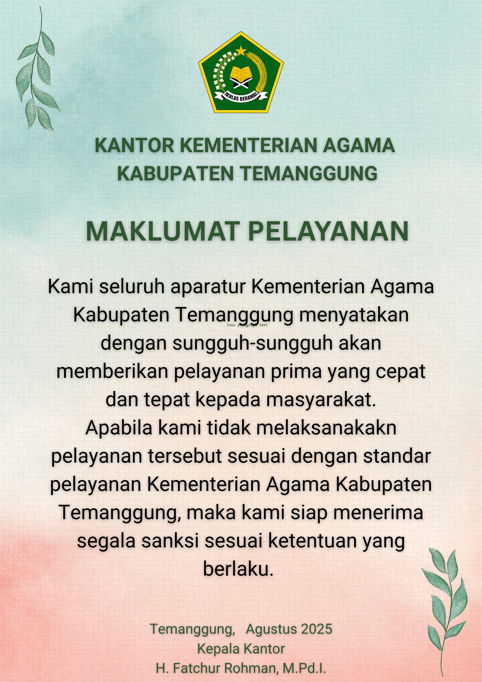 Maklumat Pelayanan